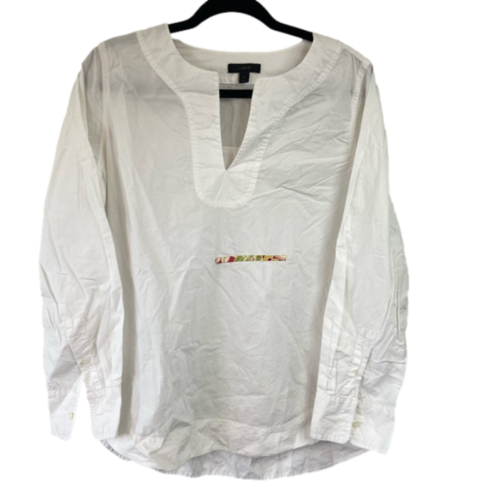 J crew white poplin tunic 3/4 length sleeve size medium